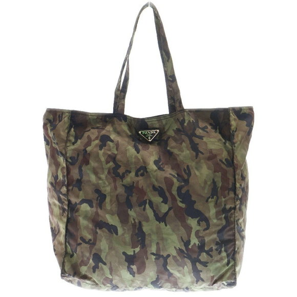 Prada Khaki Green Nylon Camouflage Tote Bag Green - Picture 1 of 5